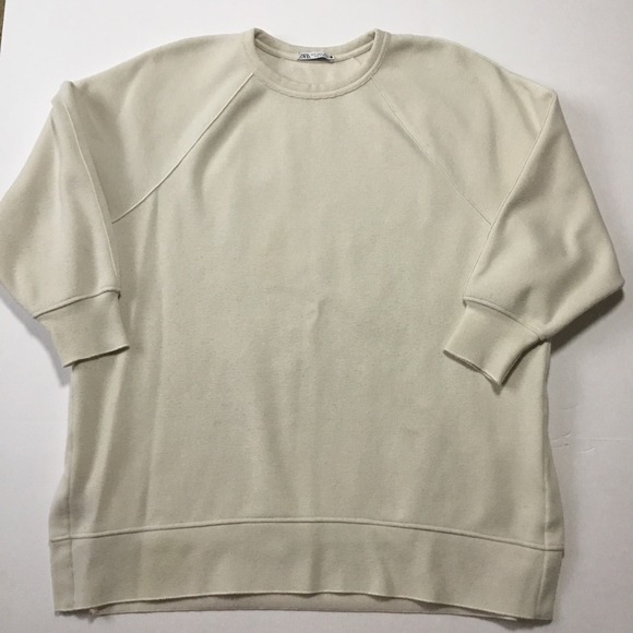 Zara Tops - Zara Womens Size Small Off White/Light‎ Beige Oversized Sweatshirt